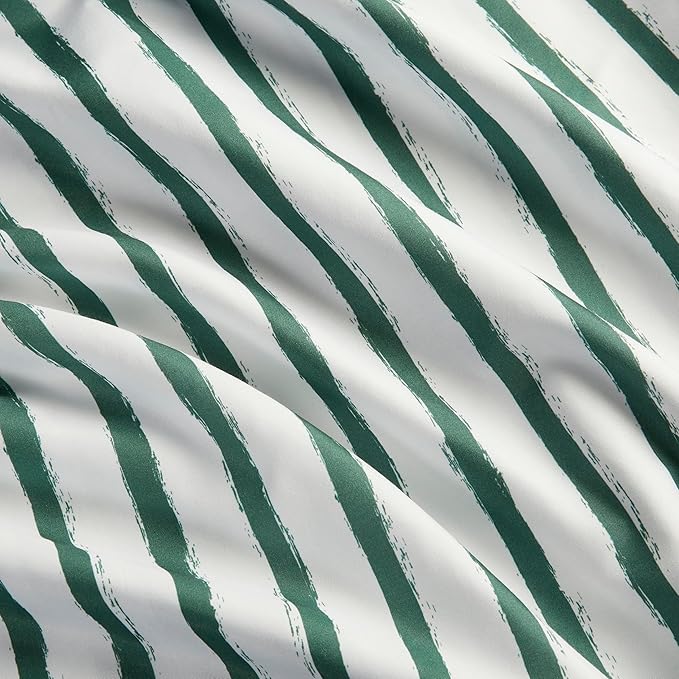 Amazon Basics Microfiber Kids' Sheet Set with Pillowcase, 4 Piece, Full, Green Stripes