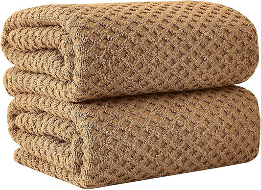 Great Bay Home Oversized Bath Sheets - 100% Cotton 2 Pack 68x35 Extra Large Towel - Absorbent, Durable, Quick-Dry Towels for Bathroom (Mocha)
