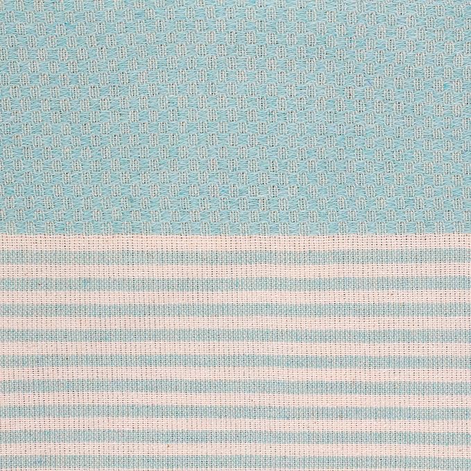 Boho Striped Turkish Hand Towels Set of 2 | 100% Cotton, 16 x 40 Inches | Decorative Bathroom Hair Face Gym Yoga Dishcloth Tea Kitchen Light Weight Quick Dry Farmhouse Towel (Mint)
