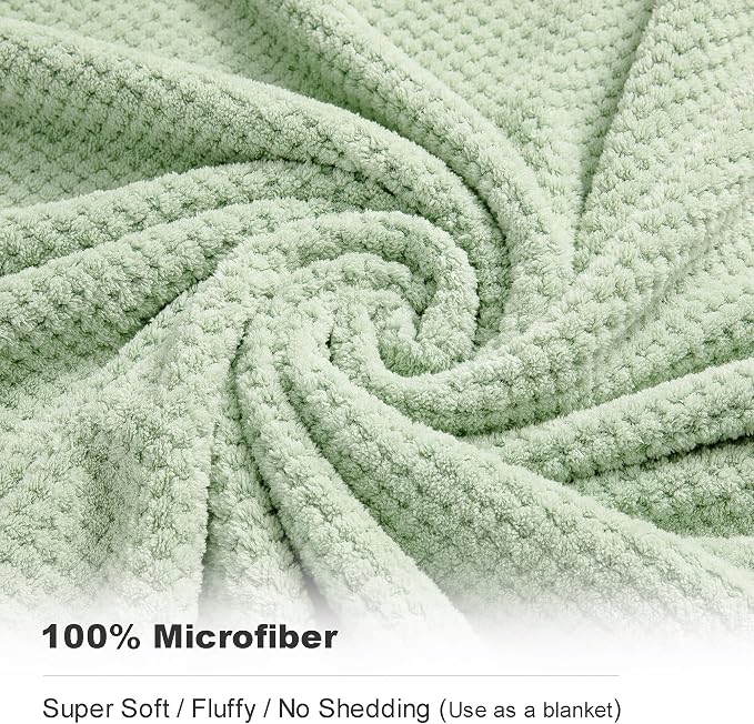 Smuge 2 Piece Hand Towels Set,100% Microfiber - Quick Dry, Thick, Soft, Plush and Highly Absorbent Luxury Hotel & Spa Bath Towel for Bathroom, Pack of 2 (Green)