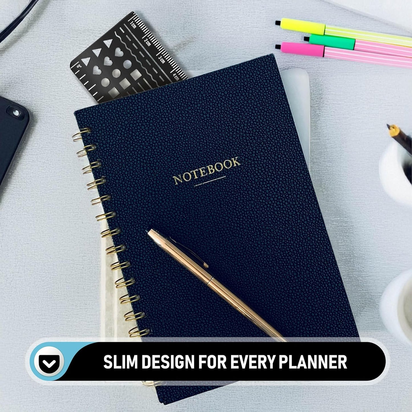 Skiennix Stainless Steel Pocket Journaling Card - Bullet Point & Planner Stencils for A5 Journals