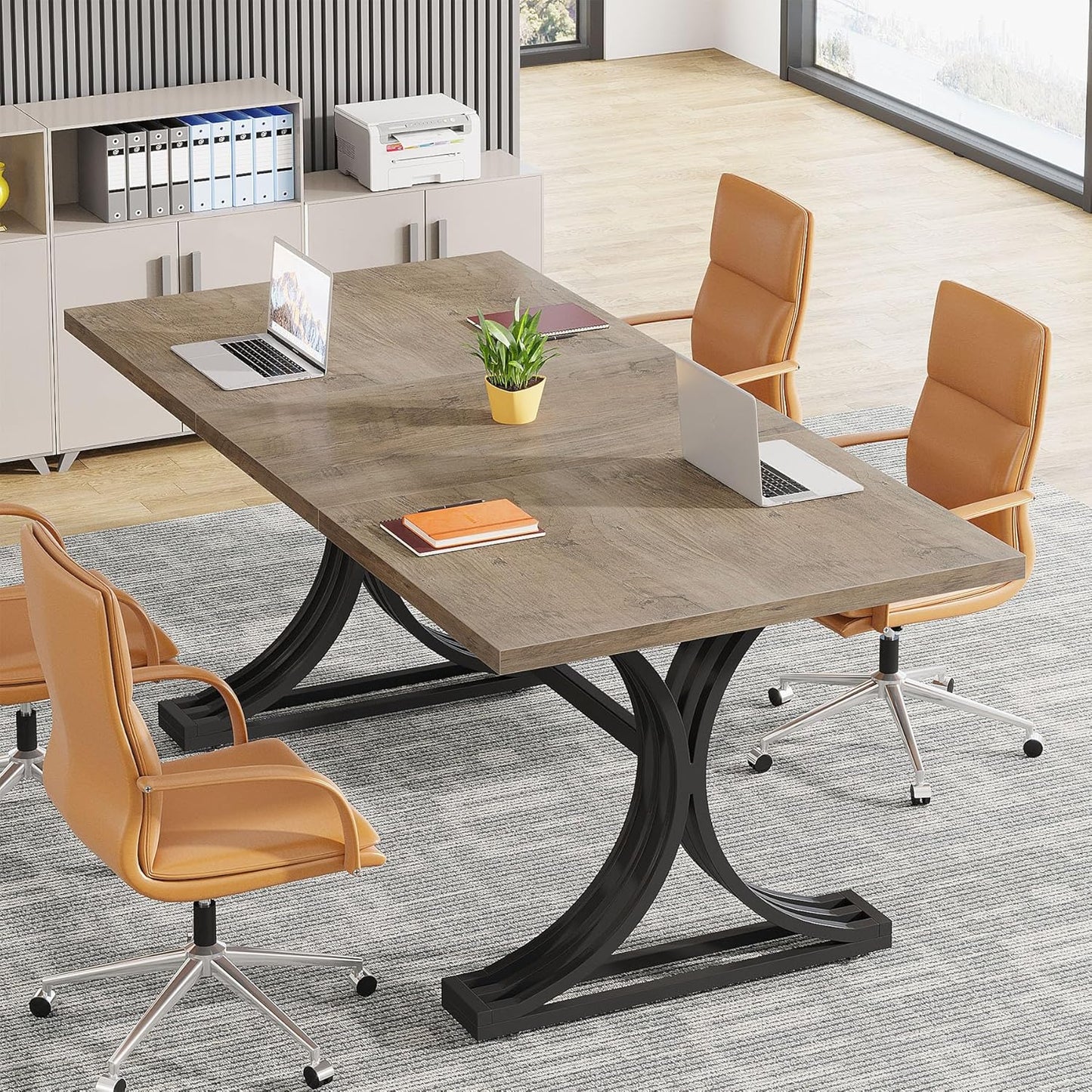 Tribesigns 5FT Modern Conference Table - Durable Metal Frame for 4 to 6 People | Office Meeting Room