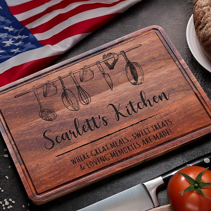 Personalized Engraved Cutting Board, Custom Mother’s Day Gift for Mom, Wife or Grandma, Unique Kitchen Gift Idea for Her, Christmas, Birthday, Housewarming