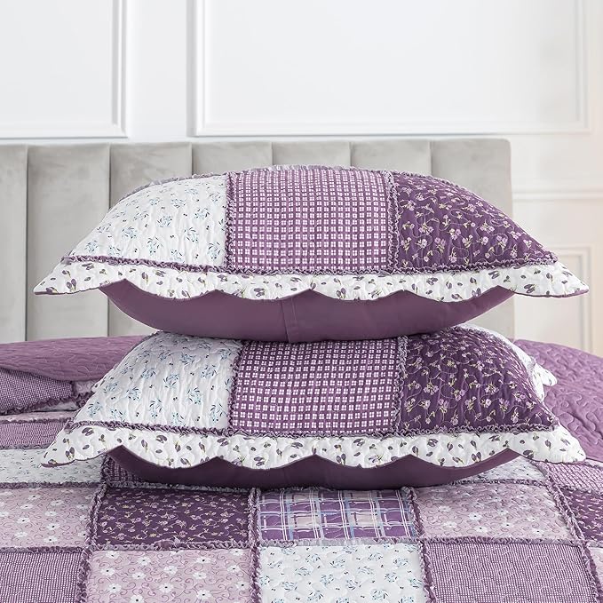 HoneiLife Quilt Set King Size - Lightweight Bedspreads 106x96, Tufted Quilts 3-Piece, Patchwork Coverlet Rustic Bedding Sets All Season Quilts