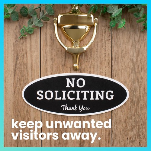 ExcelMark No Soliciting Sign - Durable Indoor/Outdoor Use | UV & Weather Resistant - Medium 2.8"x7", Black