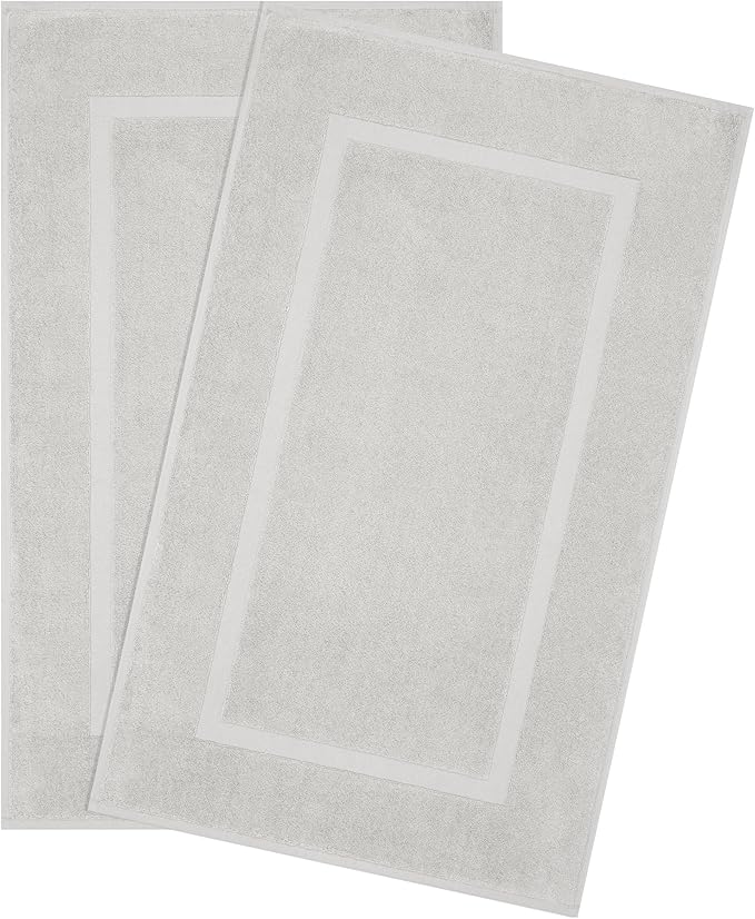 Cotton Paradise 100% Cotton Turkish Bathmat Set, Soft Absorbent Quick Dry, 2 Piece 20x34 Bathmat Floor Set, Silver Grey