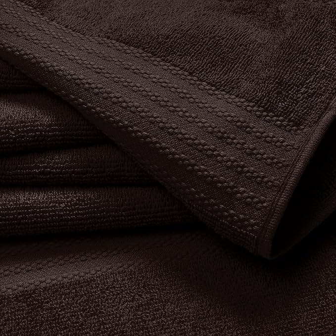 GLAMBURG Premium Cotton 4 Pack Bath Towel Set - 100% Pure Cotton - 4 Bath Towels 27x54 - Ideal for Everyday use - Ultra Soft & Highly Absorbent - Chocolate Brown