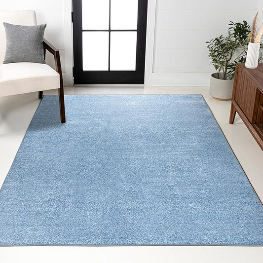 JONATHAN Y Haze Solid Low-Pile Classic Blue Indoor Area Rug 10x14, Coastal,Bohemian,Minimalist,Classic, Easy-Cleaning for Living Room,Bedroom,Kitchen,Pet Friendly,Non-Shedding (SEU100F-14)