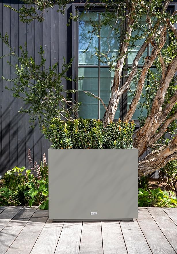Veradek Block Series Span Plastic Planter - Tall Rectangular Planter for Indoor or Outdoor Patio/Porch | Durable All-Weather with Removable Insert Bucket | Modern Design for Plants, Flowers, Garden