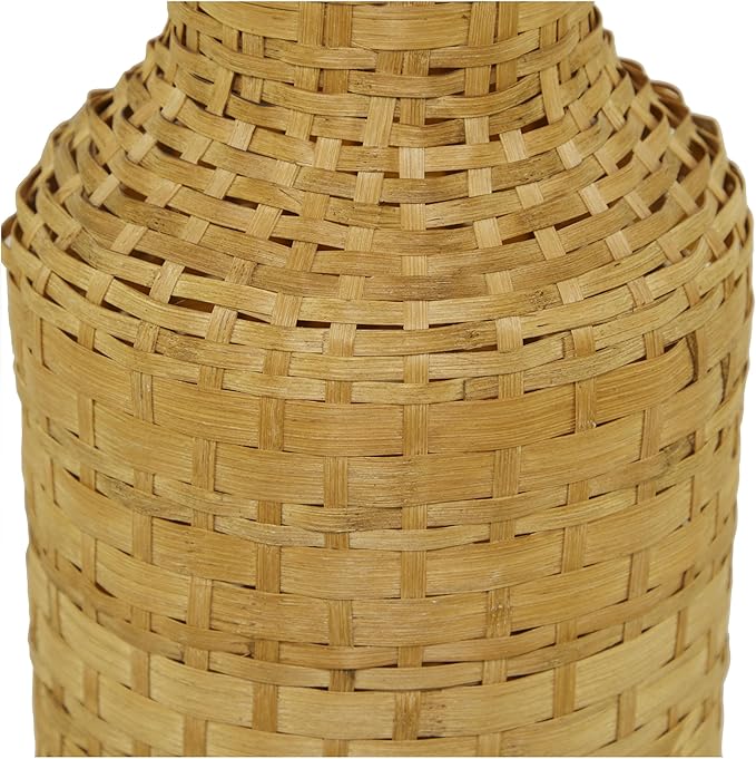 Deco 79 Bamboo Wood Decorative Vase Tall Woven Floor Centerpiece Vase, Vase for Home Decoration 8" x 8" x 22", Brown