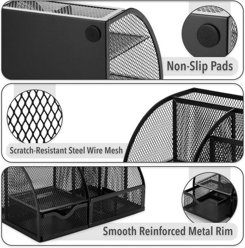 Mr. Pen - Black Mesh Desk Organizer | Stylish Pen & Pencil Holder for Clutter-Free Workspaces