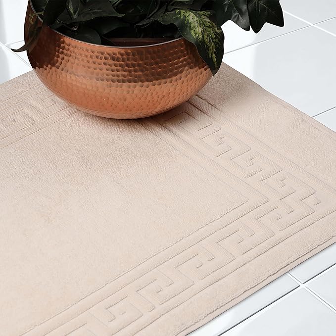 Superior Heavyweight Cotton Bath Mats, Bath Rugs For Bathroom Accessories, Washable Rug For Shower, Bath, Toilet, Modern Decor, No Backing, Luxury Hotel And Spa Quality, Set of 2, 22" x 35", Ivory