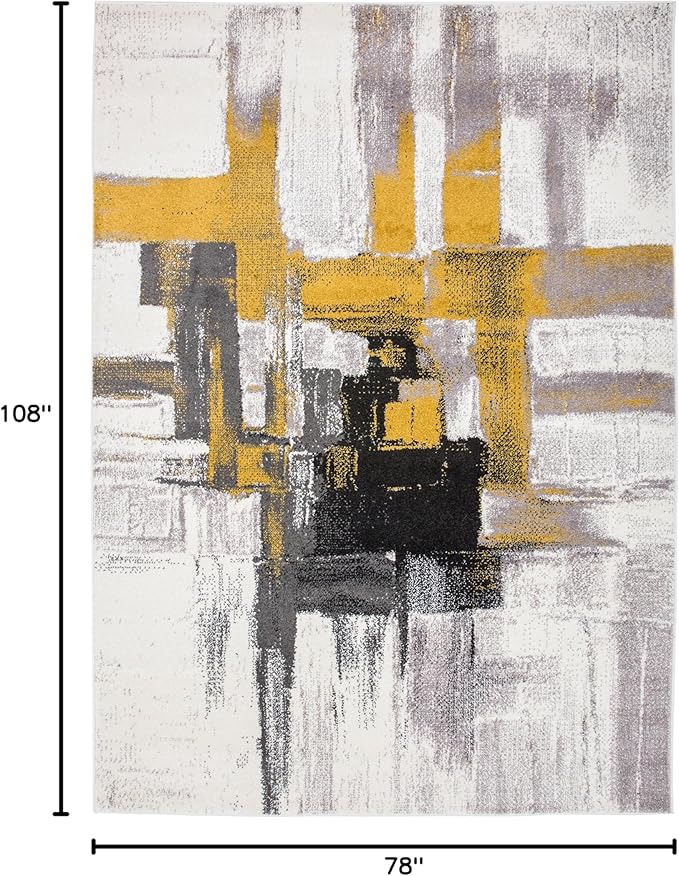 Rugshop Gold Modern Abstract Area Rug — Non-Shedding for Living Room, Dining Room and Office 6'6" x 9'