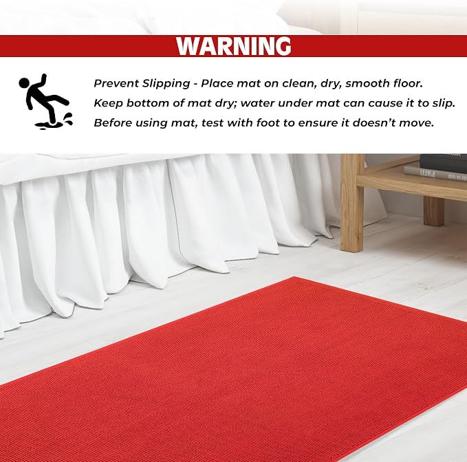 Cotton Paradise 100% Cotton Turkish Bathmat Rug, Soft Absorbent Quick Dry Non Slip, 17x24 Bathmat Rug, Red