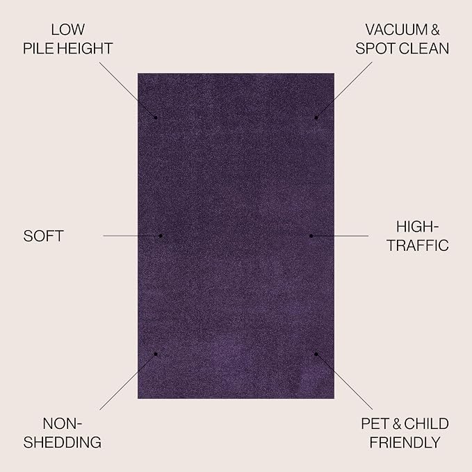 JONATHAN Y Haze Solid Low-Pile Purple 6' Round Indoor Area Rug, Coastal,Bohemian,Minimalist,Classic, Easy-Cleaning for Living Room,Bedroom,Kitchen,Pet Friendly,Non-Shedding (SEU100N-6R)