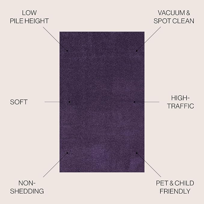 JONATHAN Y Haze Solid Low-Pile Purple 7x7 Square Indoor Area Rug, Coastal,Bohemian,Minimalist,Classic, Easy-Cleaning for Living Room,Bedroom,Kitchen,Pet Friendly,Non-Shedding (SEU100N-7SQ)