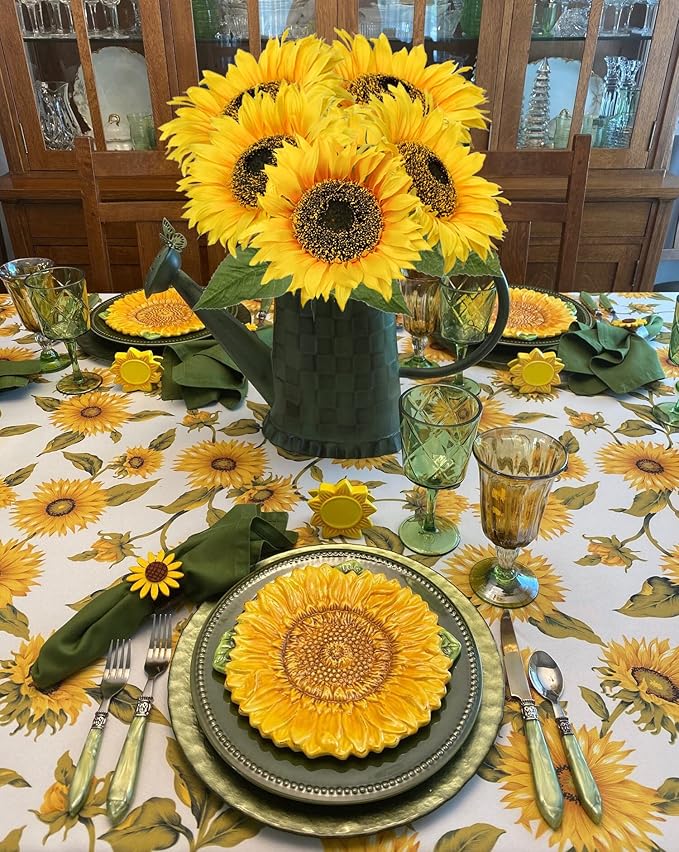 Large Sunflowers Artificial Flowers 8" Full Bloom Long Stem Artificial Sunflower 33" Tall Sun Flowers Giant Silk Sunflowers with Stem Fake Sunflower Floral Arrangement for Home Wedding Decoration