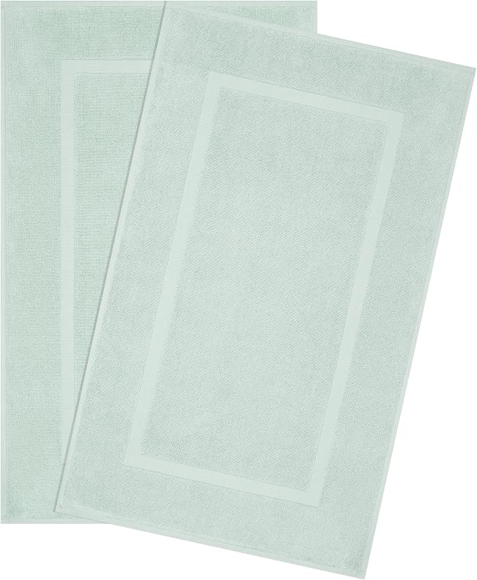 Cotton Paradise 100% Cotton Turkish Bathmat Set, Soft Absorbent Quick Dry, 2 Piece 20x34 Bathmat Floor Set, Mint Green