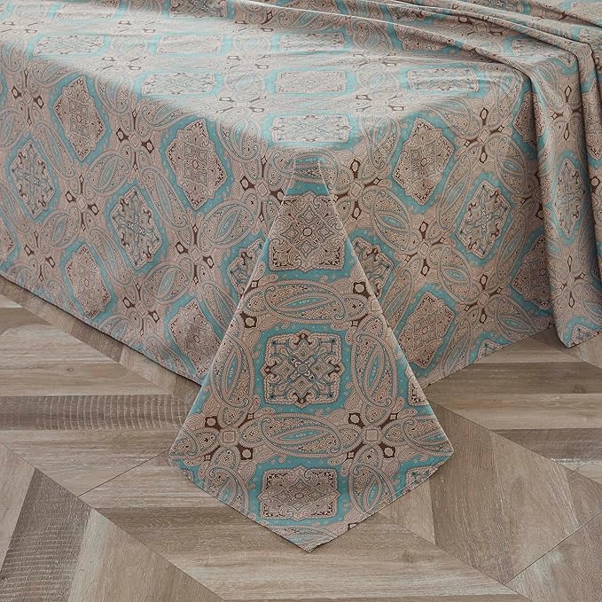 Brandream Paisley Bed Sheets Queen Size Boho Luxury Bedding Bohemian Damask Medallion Sheet Set 800TC Egyptian Cotton Sateen Deep Pocket, 4 Piece, Taupe