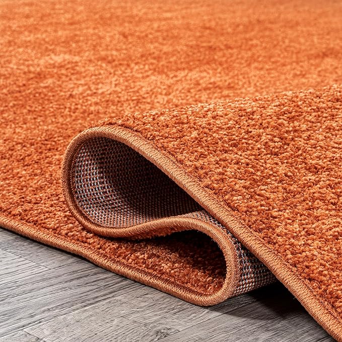 JONATHAN Y Haze Solid Low-Pile Orange Runner Rug 2x8, Coastal,Bohemian,Minimalist,Classic, Easy-Cleaning for Living Room,Bedroom,Kitchen,Pet Friendly,Non-Shedding (SEU100M-28)