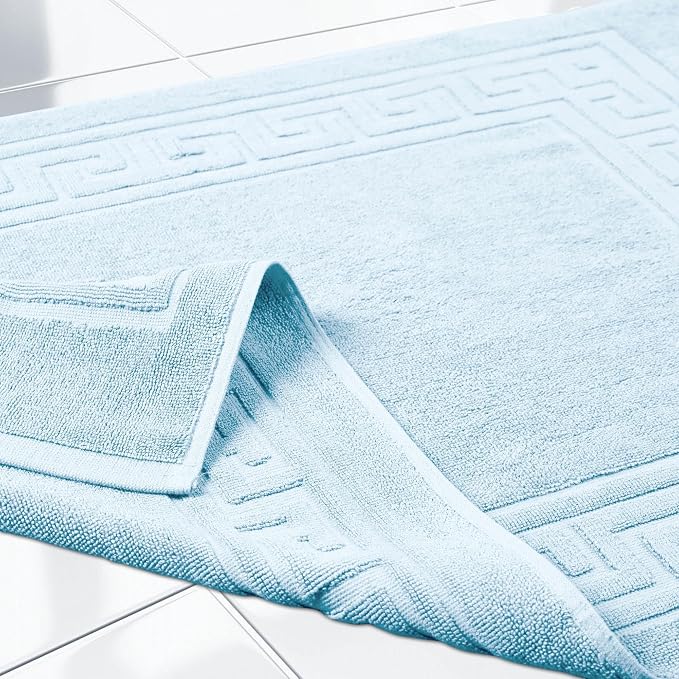 Superior Heavyweight Cotton Bath Mats, Bath Rugs For Bathroom Accessories, Washable Rug For Shower, Toilet, Modern Decor, No Backing, Luxury Hotel And Spa Quality, Set of 2, 22" x 35", Light Blue