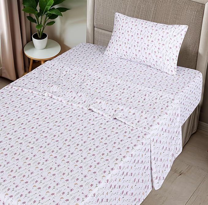 RUVANTI 100% Organic Cotton Sheets Twin XL, Percale Weave, GOTS Certified, 3-Piece Set, Deep Pocket 15", Crisp & Breathable, Soft Durable Bedding, Sábanas Algodón Orgánico – Obsessed Stems