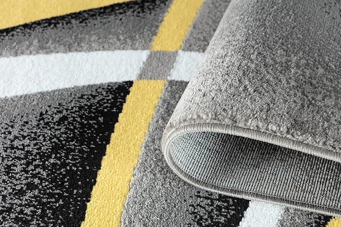 GLORY RUGS Area Rug 4x6 Yellow Door Mat Modern Swirls Carpet Bedroom Living Room Contemporary Dining Accent Sevilla Collection 4816
