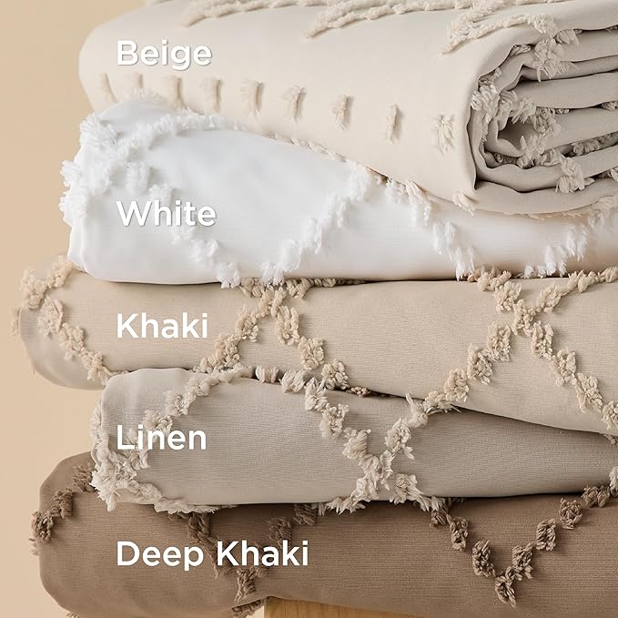 Bedsure Boho Twin Duvet Cover Size - Khaki Breathable & Soft Boho Bedding, Machine Washable Comforter Cover for All Seasons, Includes 1 Duvet Cover 68"x90" with 1 Pillow Sham & Zipper Closure