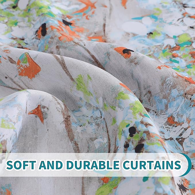 MYSKY HOME Floral Curtains 54 Inch Length for Living Room Bedroom, Bathroom Thermal Insulated Room Darkening Curtain Grommet Vintage Floral Curtains Decorative Curtains,2 Panels
