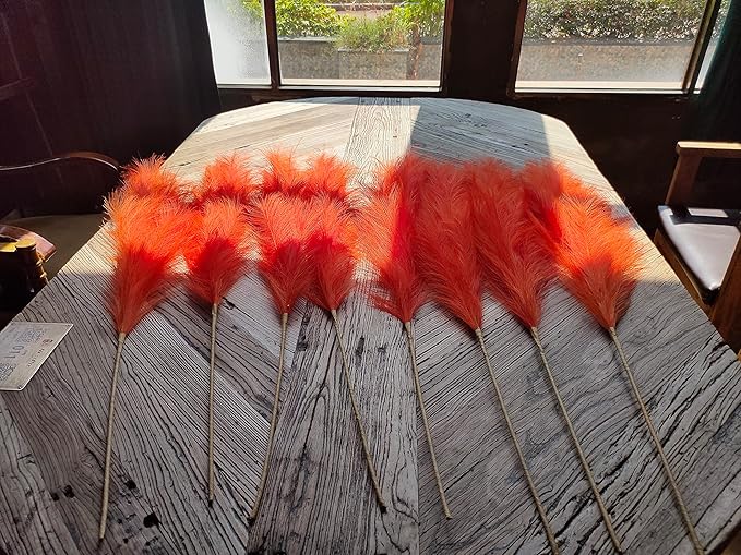 Premium Faux Pampas Grass Decor Tall & Fluffy, No Assembly Needed Long Pampas, Luxury Large Floral, Elegant Feather Flowers for Wedding Decor(Faux Orange, 8pcs 43.3"(110cm))