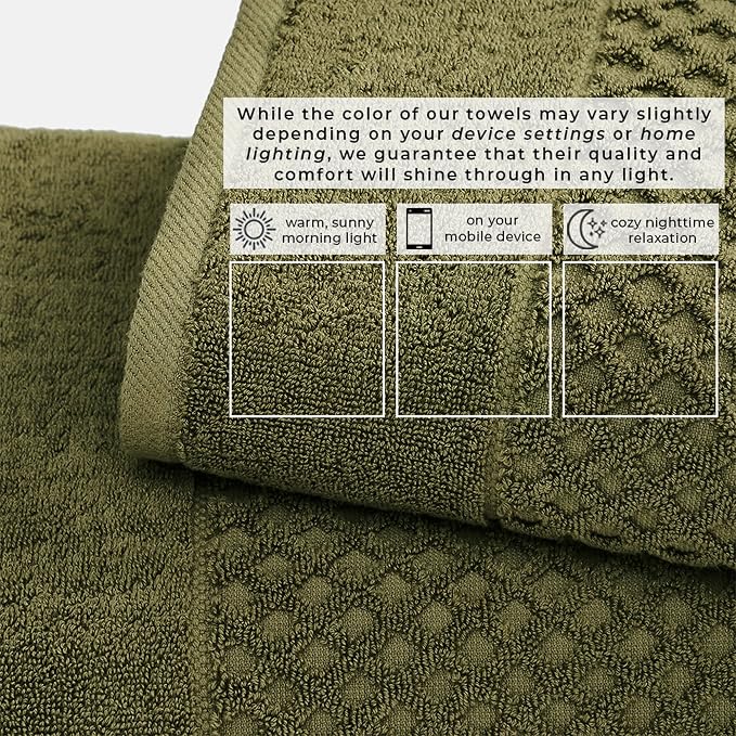 Great Bay Home Bath Towels - 100% Cotton 6 Piece Bath Sheet Set - Diamond Waffle Weave - Absorbent, Durable, Quick-Dry Towels for Bathroom (Olive)