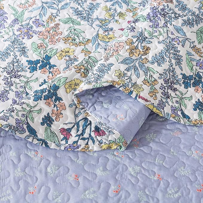 HoneiLife Oversized Queen Quilt - Microfiber Quilt Sets 106"x106",3-Piece Floral Bedspreads, Lightweight Coverlets, Wildflower Quilts, Queen Quilt Bedding Sets for All Season Use