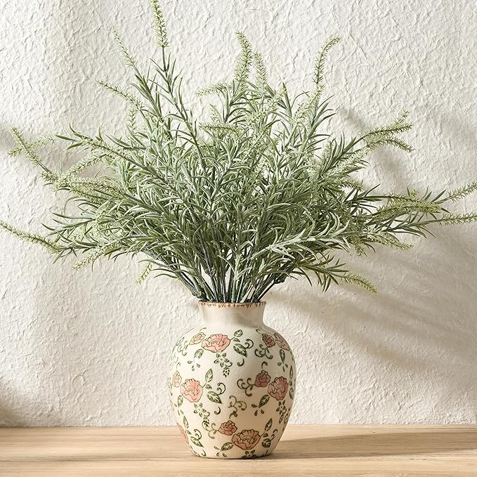 SIDUCAL Ceramic Vintage Vase, 5.83 Inch Retro Ice Cracked Chinoiserie Floral Vase, Rustic Farmhouse Vases for Home Decor, Bookshelf, Garden, Chinoiserie Decor, Tuscan Decor, Red Rose Pattern