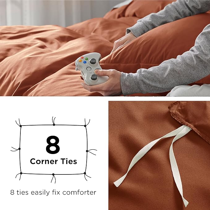 Bedsure Duvet Cover King Size - Soft Double Brushed Bedding Set for Kids & Adults, Zipper Closure, 3 Pieces, Includes 1 Duvet Cover (104"x90") & 2 Pillow Shams, NO Comforter, Terracotta