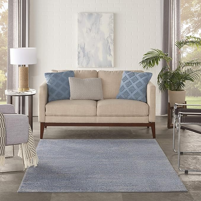 Nourison Home Nourison Essentials Blue Grey 4' x 6' Area Rug - Easy Clean, Non Shedding, Bed Room, Living Room, Dining Room, Kitchen (4' x 6')