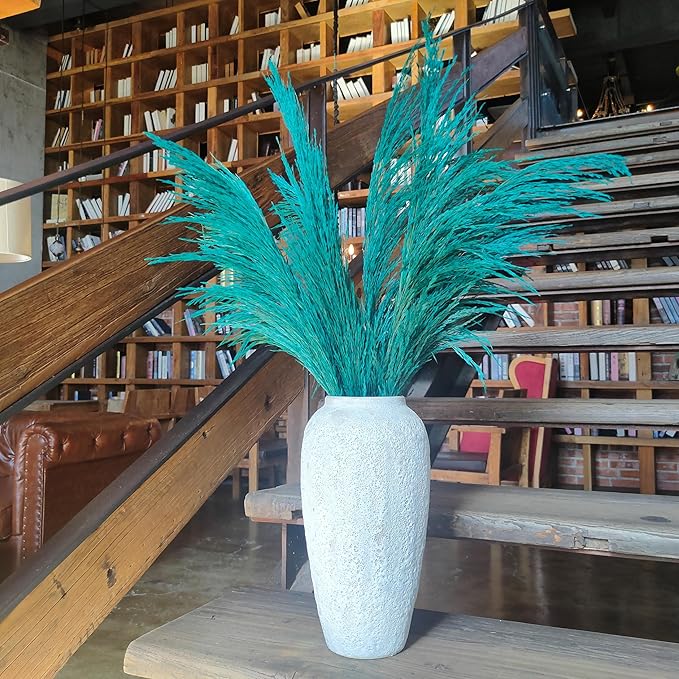 Pampas Grass Decor Tall,Long Pampas, Large Pompas Floral, Elegant Feather Flowers for Wedding Decorations, Living Room Decor (Natural Teal, 6pcs 43.3"(110cm))