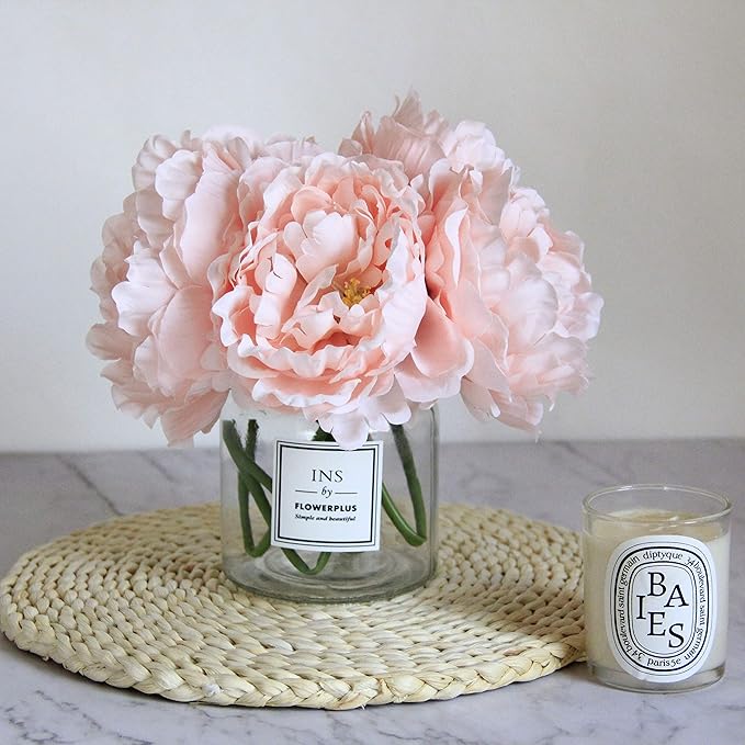 Tinsow Artificial Peony for Home Decoration, 5 Pcs Faux Peonies with Stems, Silk Flowers Bouquet for Wedding Decoration and Flower Arrangement