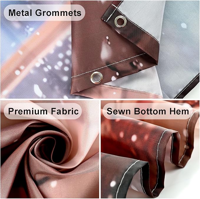 Winter Christmas Shower Curtain Cute Snowman Snowflake Shower Curtains for Bathroom Waterproof Fabric Bath Curtain Decor with Hooks