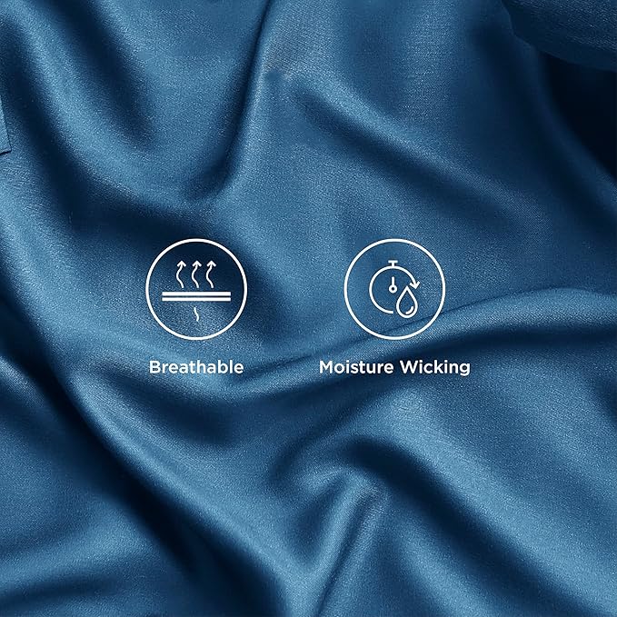 Bedsure Cooling Sheets Twin XL, Rayon Derived from Bamboo, Breathable & Soft Twin XL Sheet Sets, Deep Pocket Up to 16", Hotel Luxury Silky Dorm Bedding for Hot Sleepers, Teal
