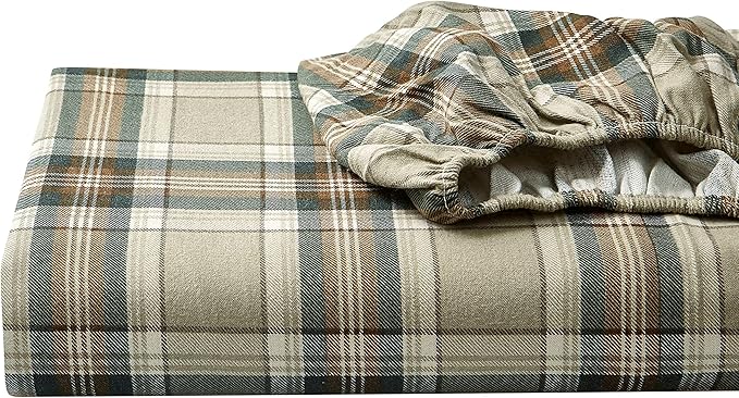 Eddie Bauer - Twin Sheets, Cotton Flannel Bedding Set, Brushed For Extra Softness, Cozy Home Decor (Edgewood Plaid, Twin)