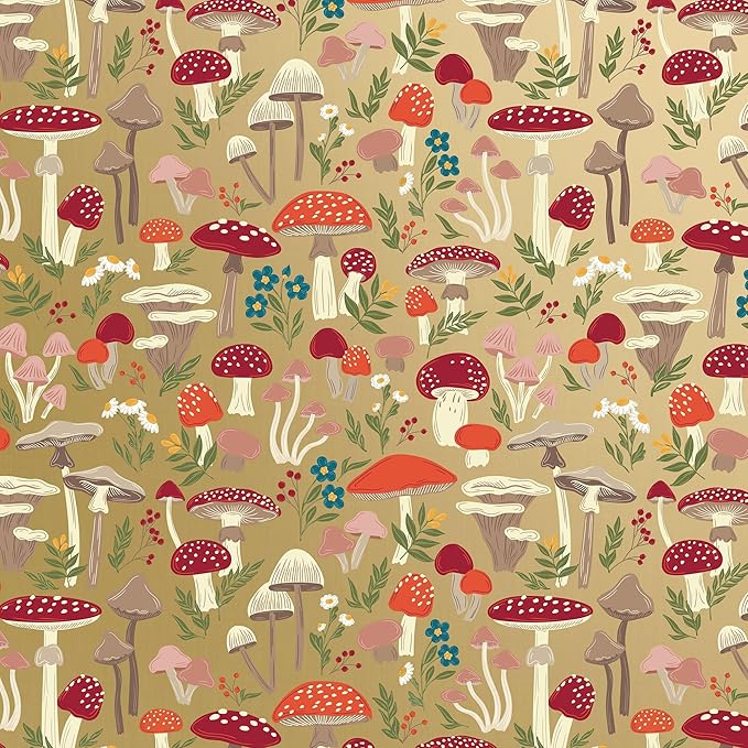 Jillson Roberts Gift Wrap, Mushroom Forest (8 Rolls 5 feet x 30 inches)