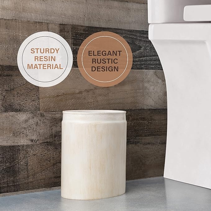 Creative Scents Rustic Luxe Small Bathroom Trash Can 1.53 Gal / 5.8L - Oval Bathroom Garbage Can Bin for Modern Farmhouse Decor - Small Waste Basket for Bathroom and Bedroom