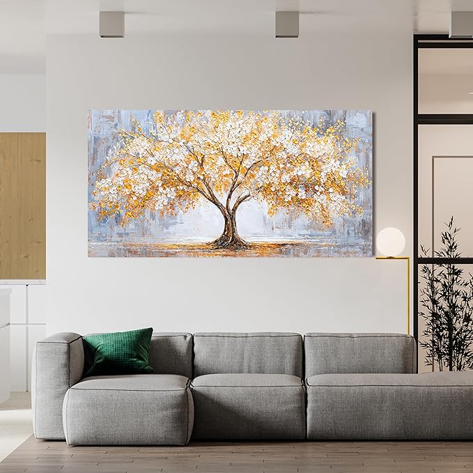 TAIJXAGSG Canvas Wall Art Decor Modern Botanical Wall Art Prints Art Work For Wall Decor Golden Tree of Life Wall Art Decorations Tree Wall Art Pictures For Living Room 20"X 40"Bedroom Office Decor