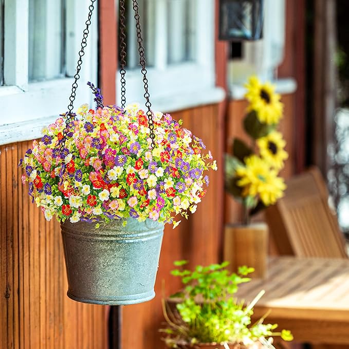 Der Rose 24 Bundles Artificial Flowers for Outdoor Fake Flowers Plants for Home Garden Porch Farmhouse Decor