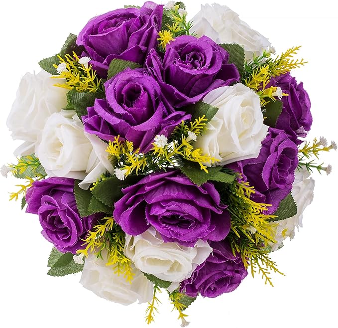 Flower Centerpieces for Wedding Tables: Wedding Table Decorations Purple & White Flower Balls Centerpieces for Engagement Cerebration Party Center Pieces 2 Packs