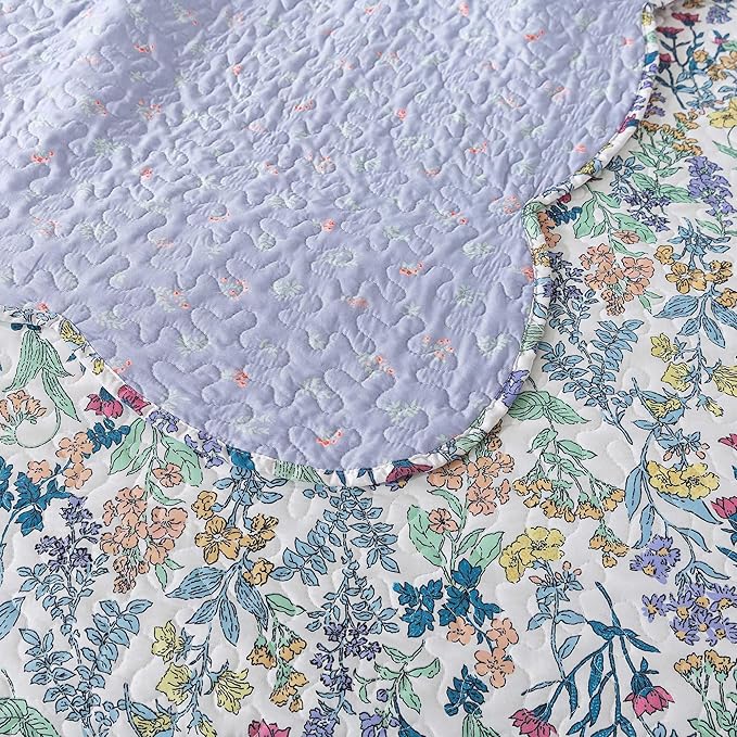HoneiLife Oversized Queen Quilt - Microfiber Quilt Sets 106"x106",3-Piece Floral Bedspreads, Lightweight Coverlets, Wildflower Quilts, Queen Quilt Bedding Sets for All Season Use