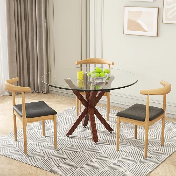 Metal Table Legs 28 Inch, Artistic Heavy Duty Dining Table Base with Suction Cups & Pre-Drilled Holes, Fits Glass Marble Wood Tops, DIY Desk Coffee Table Legs, 1000LBS Capacity, Walnut Colour