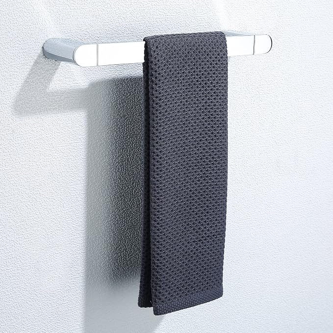 RANDOM 12 inch Towel Bar Polished Chrome Hand Towel Holder Bathroom Hardware Accessories Towel Rack for Bathroom Kitchen SUS304 Stainless Steel Towel Rod Modern Hotel Style Wall-Mounted.96026-2-12C