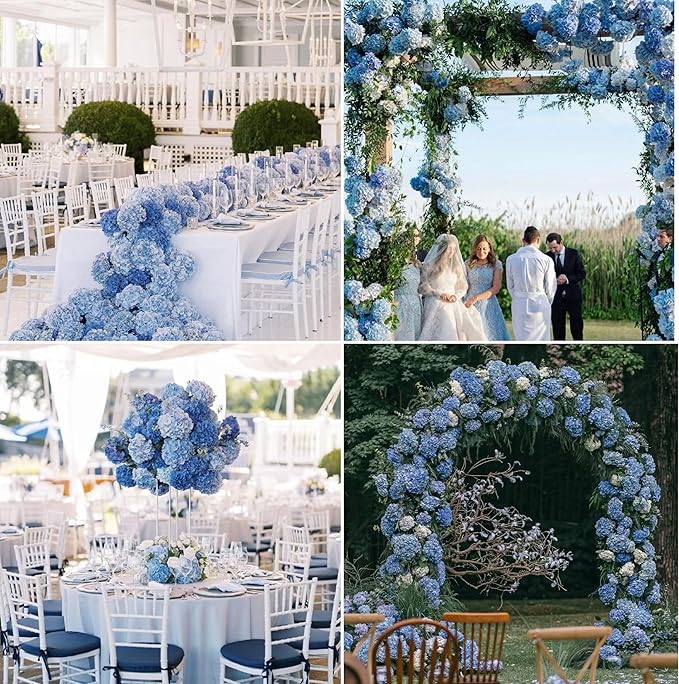 Kimura's Cabin 5Pcs 21inch Realistic Blue Artificial Hydrangea Flowers Real Touch Faux Hydrangeas with Stem Bouquet for Wedding Home Baby Shower Party Table Centre Decoration(Blue)
