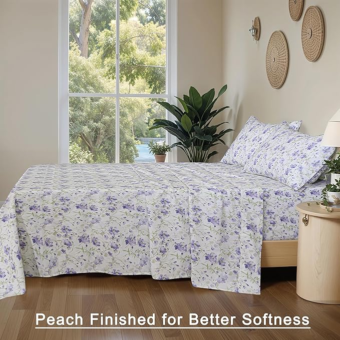 RUVANTI 100% Organic Cotton Sheets Split King, Percale Weave, GOTS Certified, 5-Piece Set, Deep Pocket 15", Crisp & Breathable, Soft Durable Bedding, Sábanas Algodón Orgánico – Heather
